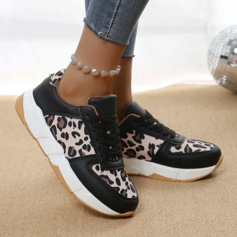 Women's Sneakers 2024 Autumn New Lady Casual Shoes Trendy Leopard Print Fashion Comfortabl Jogging Casual Tennis Shoes for Women