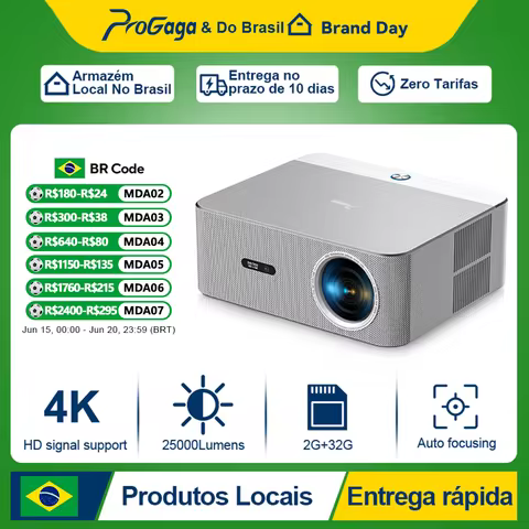 PROGAGA PG610W Full HD 1080P Projetor Android 4K WiFi 2G 32G PG610W Beamer Home Theater Reunião Jogo Projetor de Vídeo