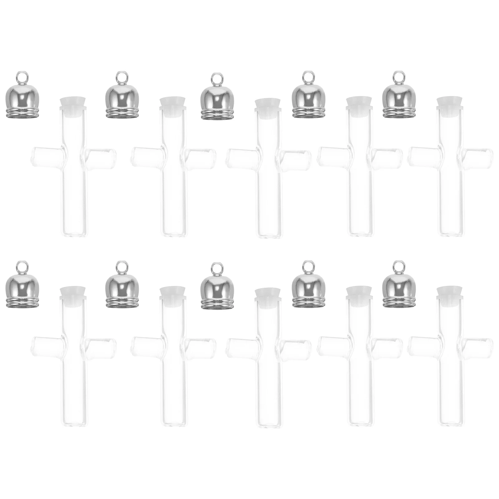 

1Set Cross Pendant Tiny Glass Vials with Cap for Necklace Bracelet Keychain Wish Bottle Decorative Mini Jars Craft Supplies