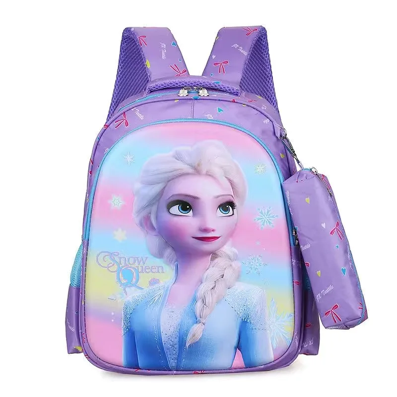 Disney Kids Cartoon Avengers Spider-Man Backpack Schoolbag frozen Backpack Primary Schoolbag with pen bag