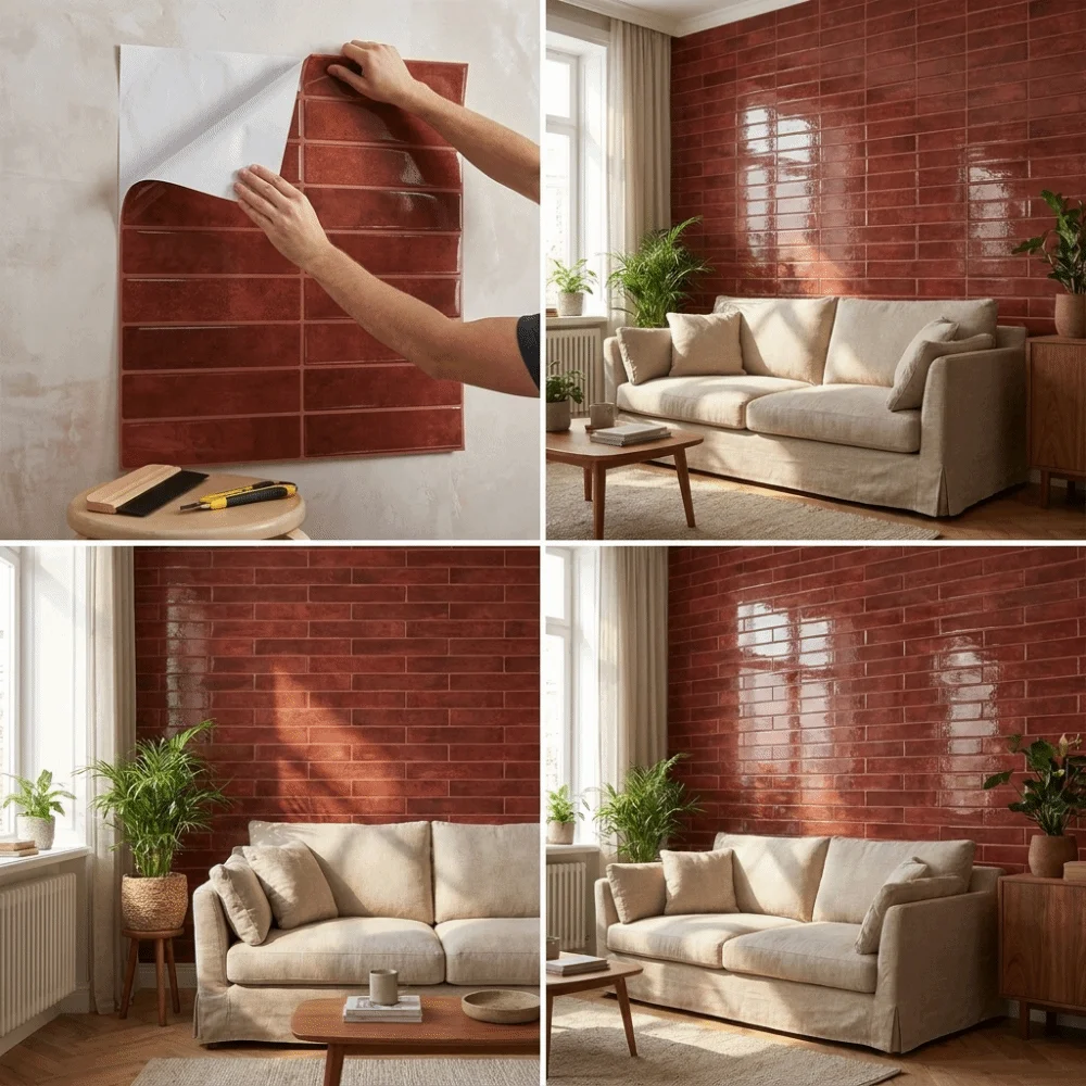 Strong Adhesive 3D Tile Stickers Drip Glue Material Stain-Resistant Self-adhesive wallpaper Three-Dimensional Layered