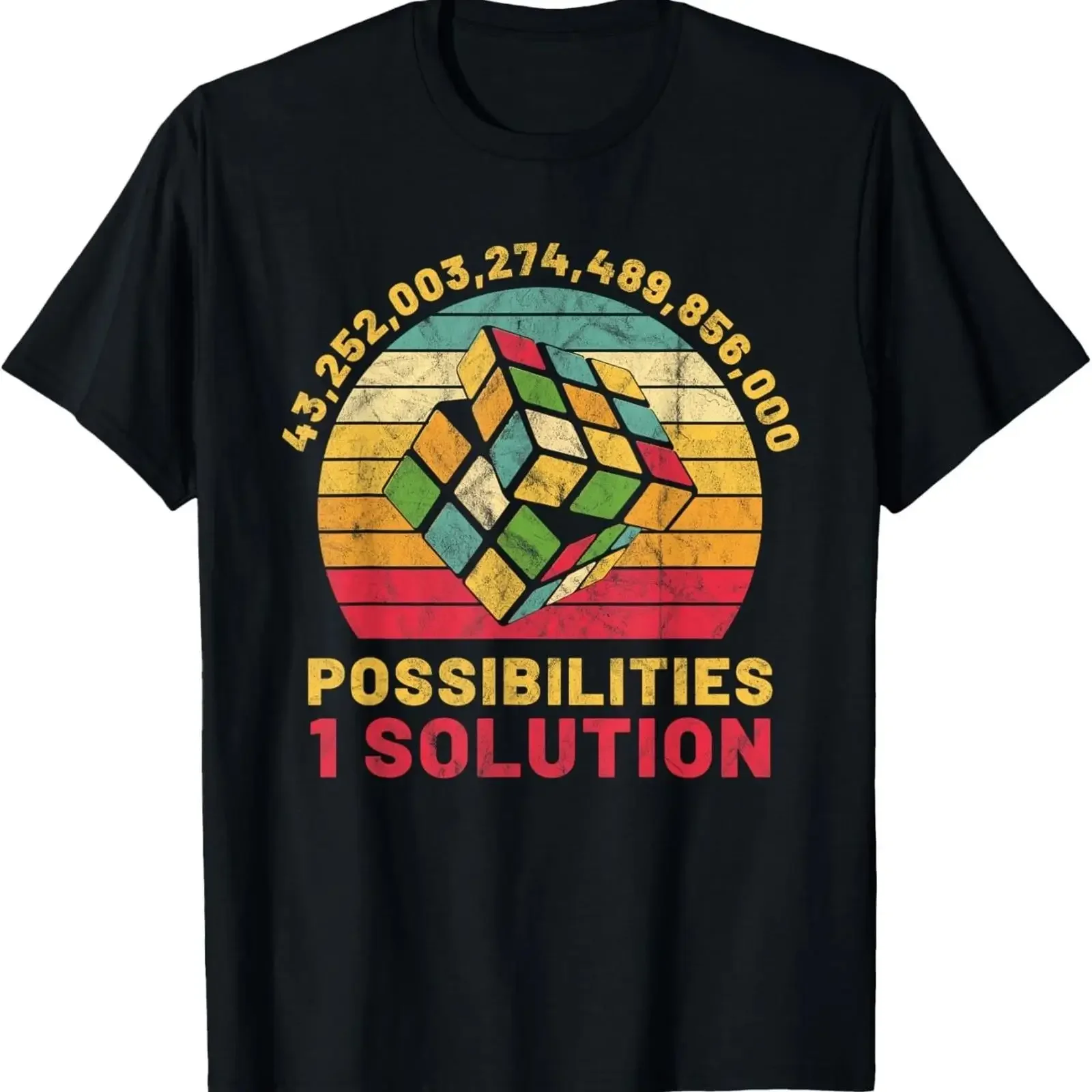 Camiseta con diseño de Cubo de Rubik, divertida, de una sola solución, para speedcubing, retro, matemática, regalo vintage, con efecto lavado, ligeramente de diseñador