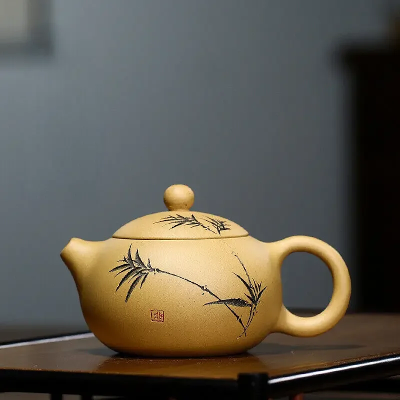 China Yixing Zisha Pottery Duan Clay Handmade 200cc Bamboo Teapot