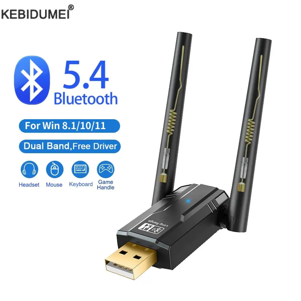 150M USB Bluetooth 5.4 Adapter Wireless Dongle for PC Wireless Mouse Keyboard Music Audio Receiver Transmitter Bluetooth 5.3