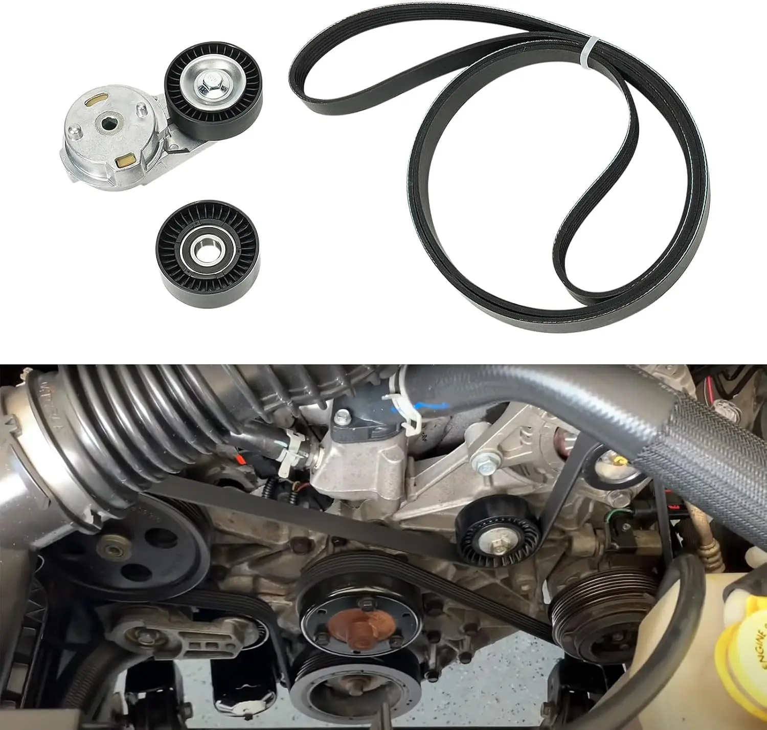 

Engine Serpentine Belt Tensioner Idler Pulley Drive Kit for Jeep Wrangler 3.8L V6 2007-2011 with One Year Quality Assurance