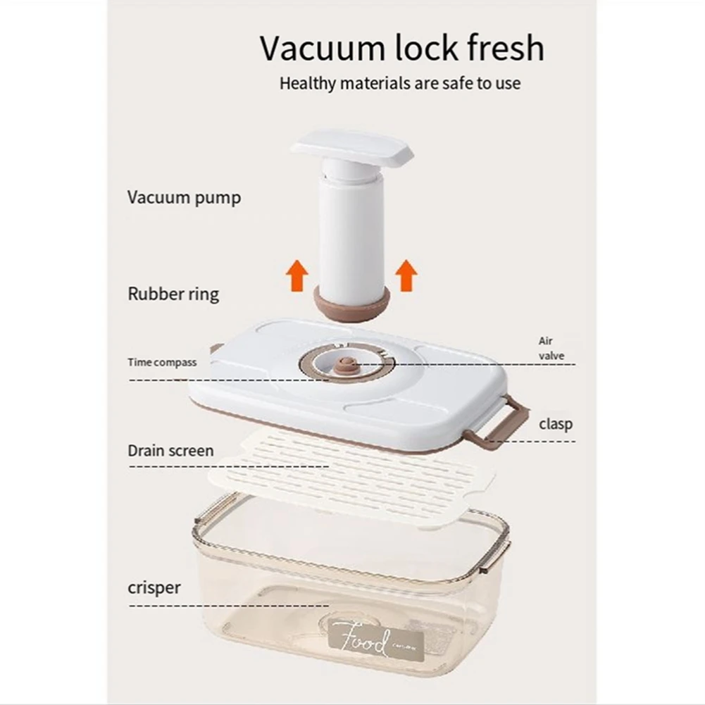 ABLG Vacuum Containers For Food Storage With Manual Pump, Portable Pantry Universal Vacuum Sealer 2.3L Easy Install Easy To Use