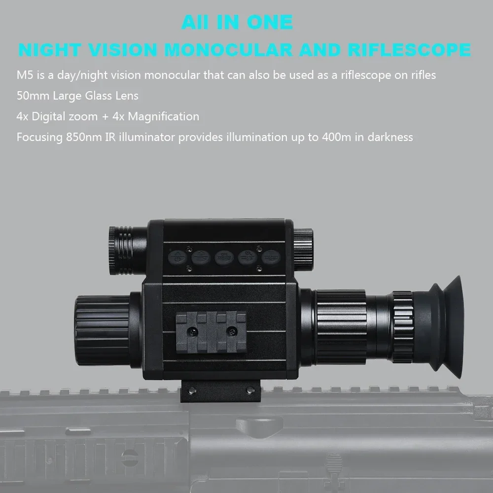 Imagem -02 - Visão Noturna Infravermelha Monocular Câmera de Caça Vídeo hd 1080p Gravação de Fotos Riflescope Tudo em Megaorei-m5