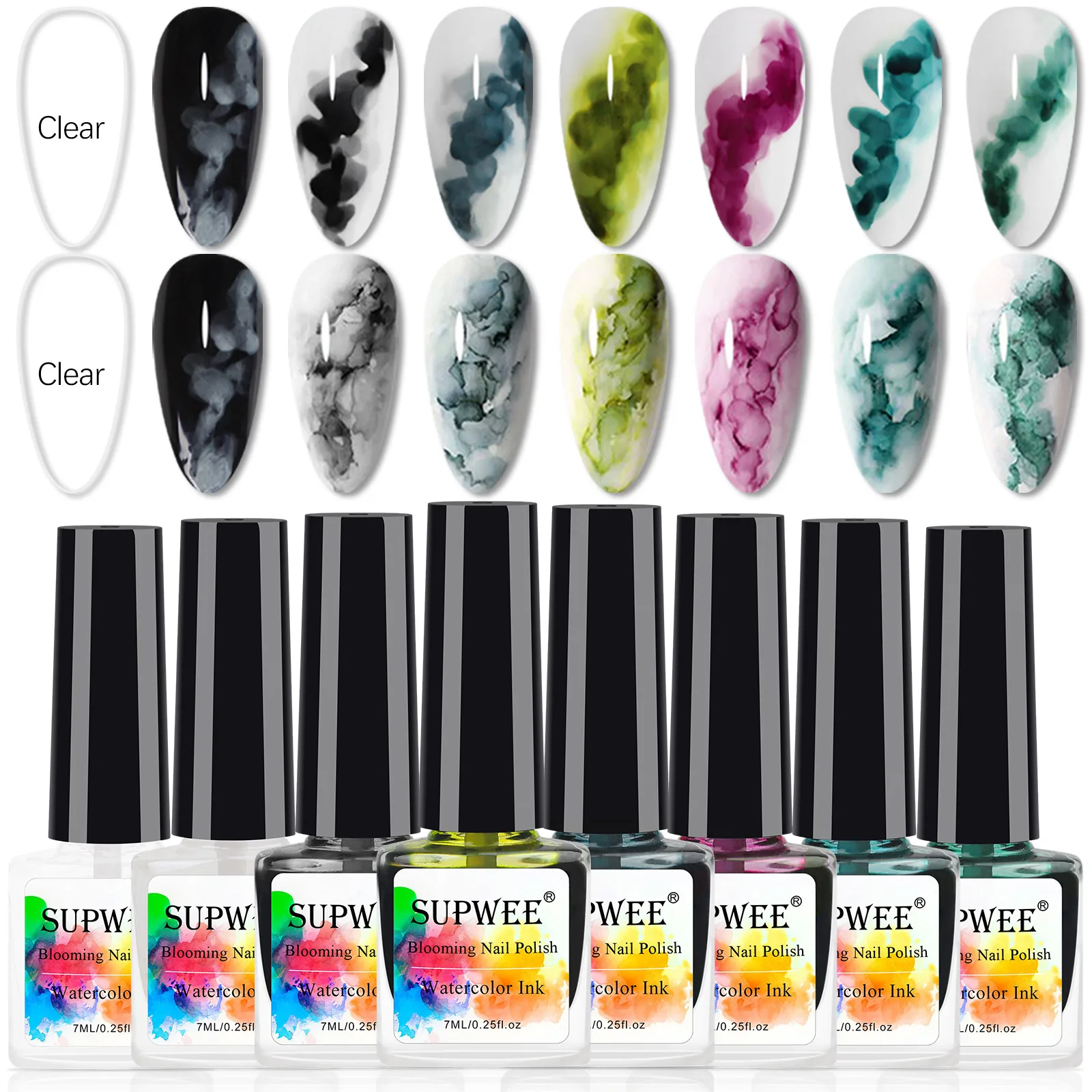 

SUPWEE 8PCS/6PCS Gel Nail Polish Set Blooming Watercolor Ink Flower Semi Permanent Nail Art Gel Varnish Nail Polish for Manicure