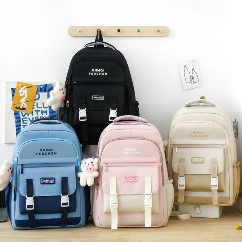 5pcs set Multiple Pockets School Backpack Japanese High School Bags For Students Teens Girls Cute Kawaii Women Backpack Mochilas