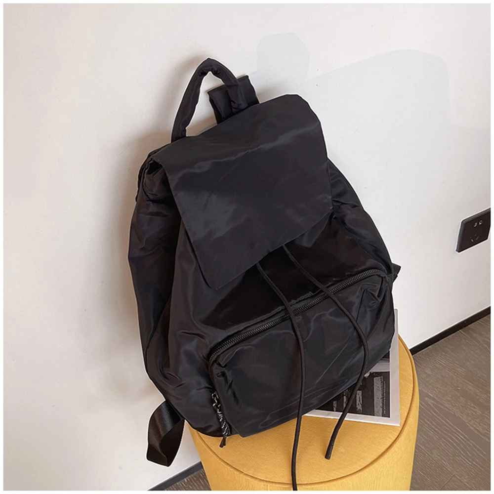Women\'s Drawstring Backpacks Large Capacity Book Bag Oxford Retro Japanese Harajuku Literature Art Girl Black Rucksack Student