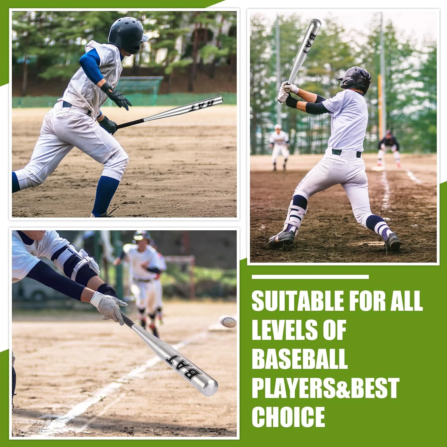 20 Inch Baseball Bat Self Defense Lightweight Aluminum Alloy Thickened for Outdoor Sports Training/Practice/Home Protection