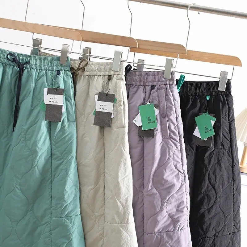 Outdoor Women's Mid-Length A-Line Skirt with Cotton  Warm Casual Style Gourd Pattern Half Body Skirt Trendy Winter Wear