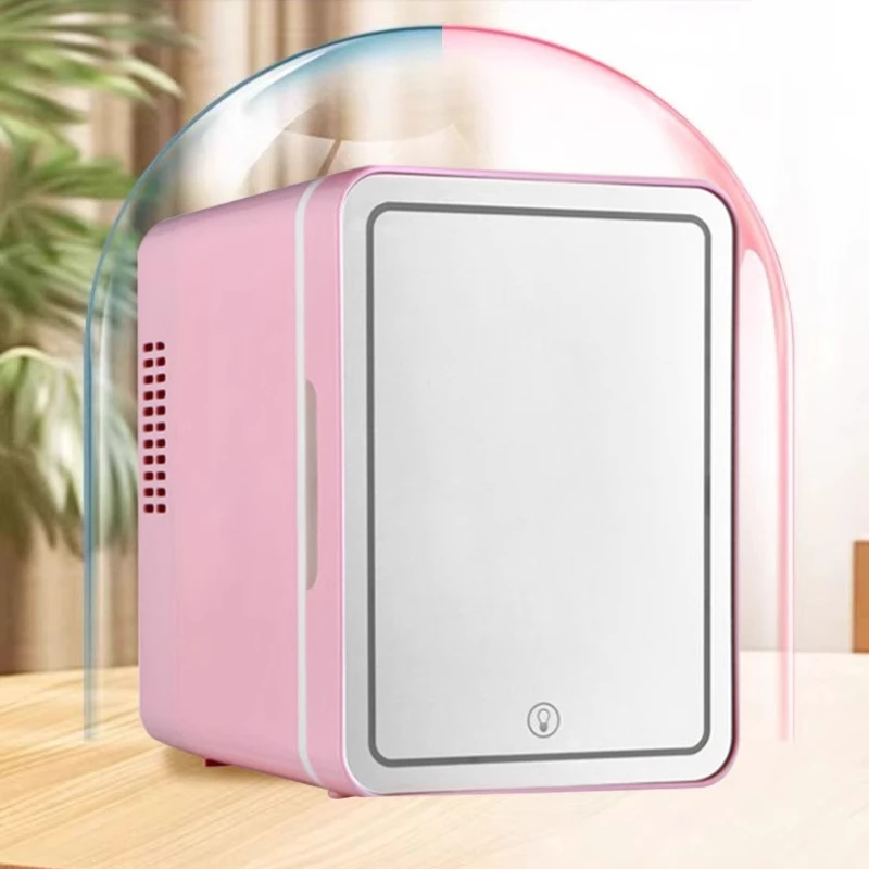 

‌Portable Skincare Fridge withLED Vanity Mirror Dual-Temp Mini Cooler Warmer Smart Chip Cooling Silent Design Cosmetics Storage‌