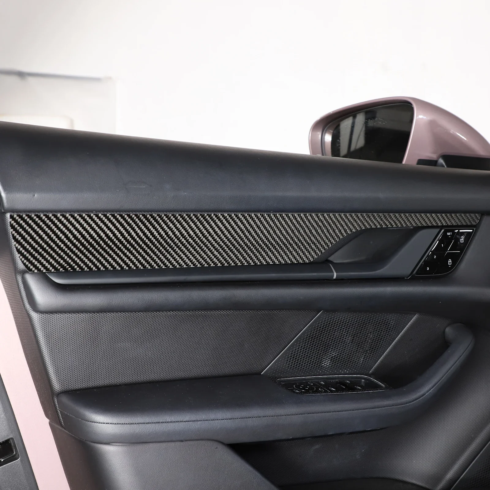 

For Porsche Taycan 2019 2020 2021 2022 Soft Carbon Fibre Car Inner door panel Cover trim Stickers Car Accessories