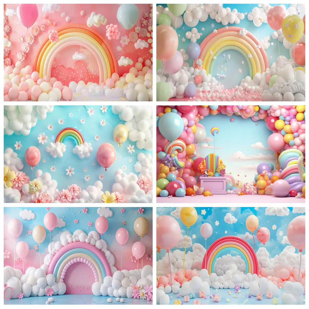 

Rainbow Cloud Sky Backdrop For Photography Dream Family Party Girl Children Portrait Birthday Party Background Photo Studio Prop