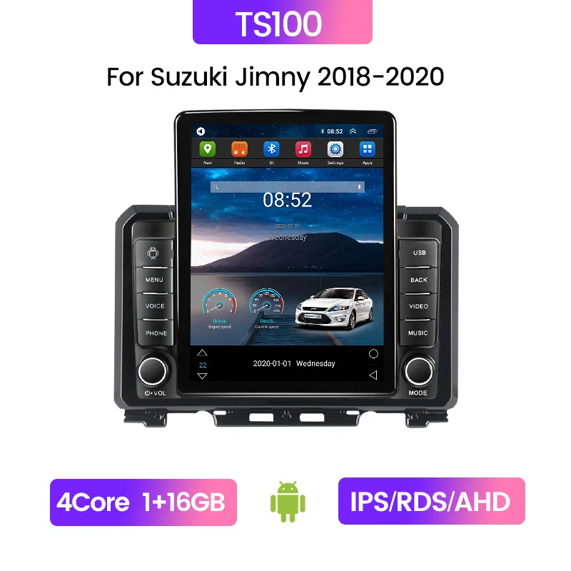 Navifly Tesla Style Android Car DVD Player For Suzuki Jimny 2018-2020 Car Video 4G LTE IPS GPS Navigation Car Radio No DVD