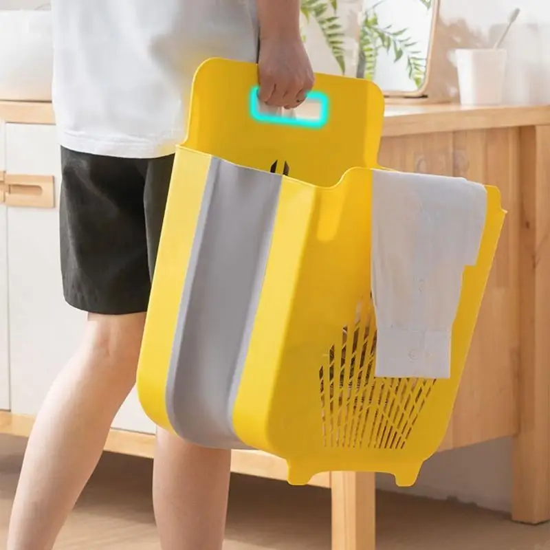 Folding Laundry Basket Wall Mounted Collapsible Hollow Organization X3UC - view 4