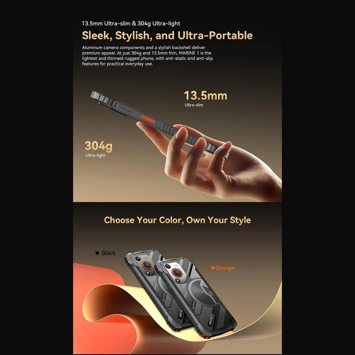 Blackview Oscal Marine 1 สมาร์ทโฟน 6.56 ''HD + จอแสดงผล 90Hz 4GB 128G 16MP กล้อง 5100mAh Android 15 4G โทรศัพท์มือถือ