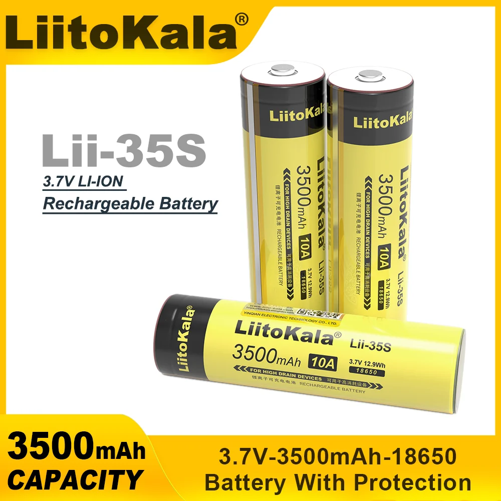 Nowa bateria LiitoKala Lii-35S 18650 3,7 V 3500 mAh ładująca bateria litowa odpowiednia do ochrony PCB latarki