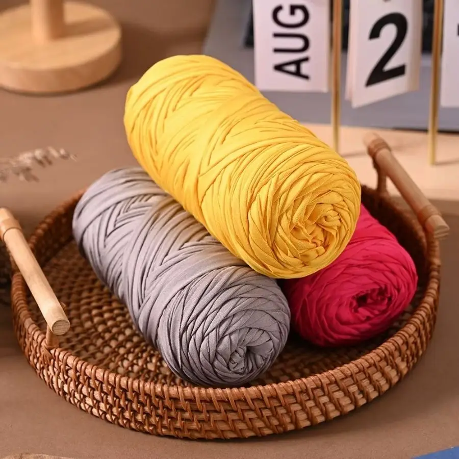 400g T-Shirt Yarn Thick Fabric Yarn for Crochet Knitting Bag Basket DIY Handmade Rug Cotton Polyester Cloth Yarn