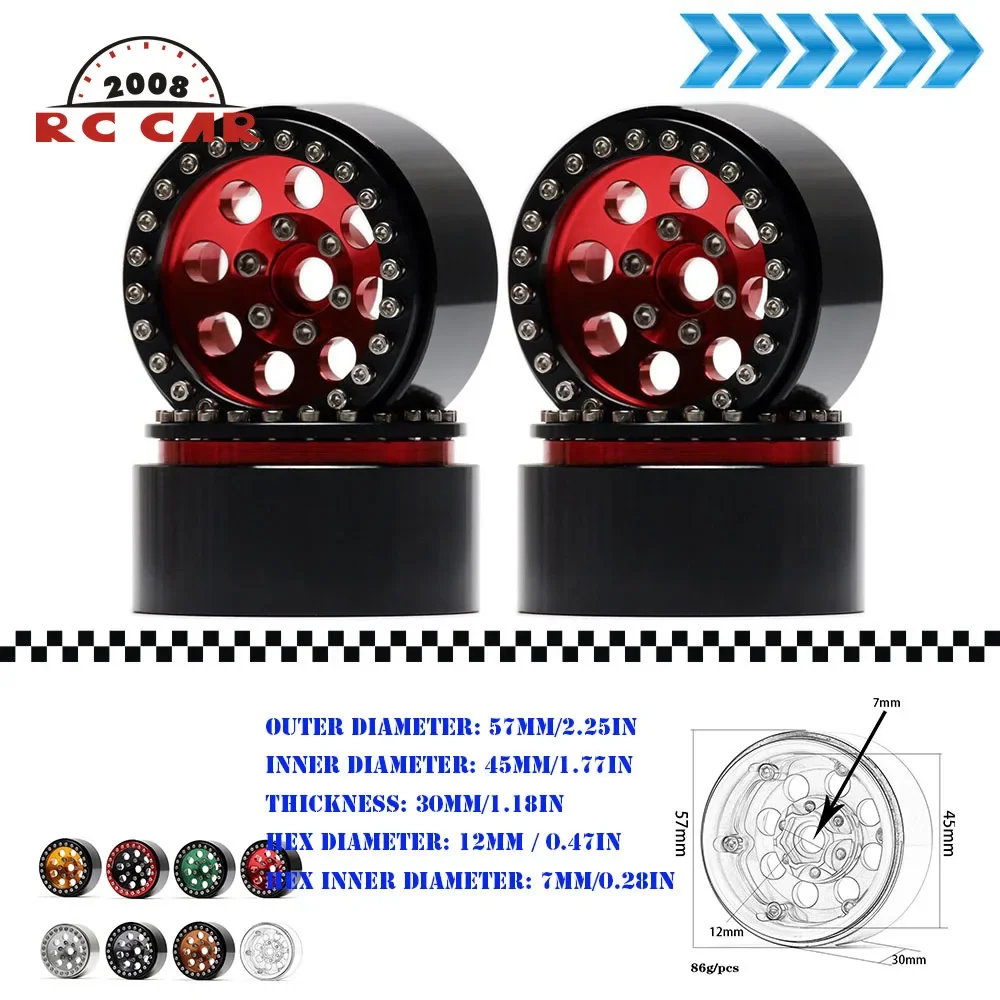 

1.9" Aluminium CNC 8 Gaten 12mm Hex Beadlock Hub WHEEL RIMS &TIRES FOR Rc Crawler Auto 1/10 Axiale Scx10 90046 D90 TRX4 Redcat