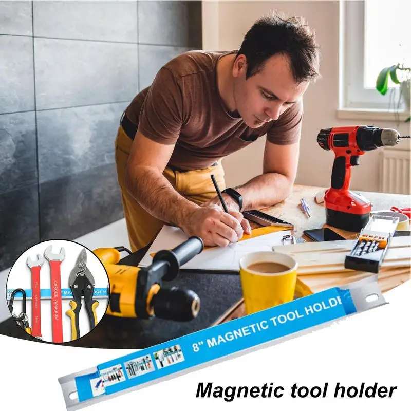 Portautensili magnetico Barra degli attrezzi resistente Salvaspazio Portautensili in metallo per officina Garage Casa 8,12,18,20 pollici