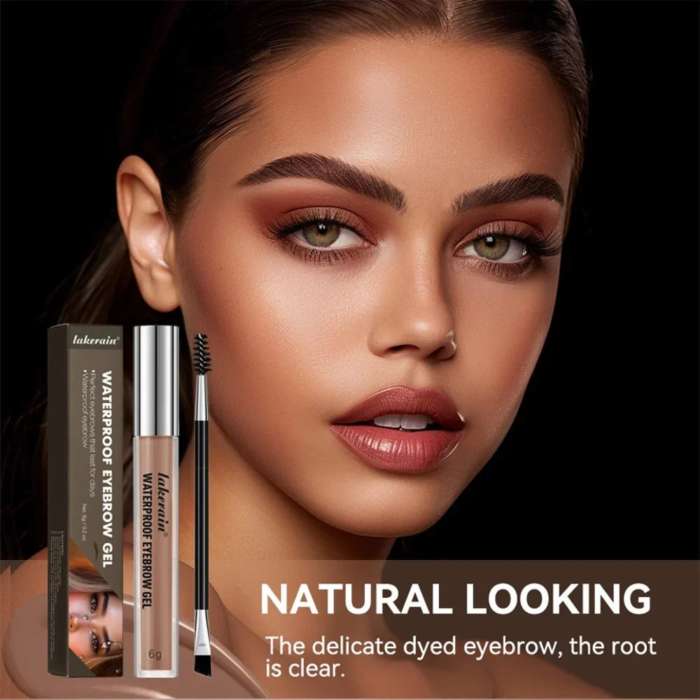 Gel de sobrancelha à prova d'água de longa duração, maquiagem líquida altamente colorida, à prova de suor, acabamento natural, marrom, preto, 4 cores, cosméticos