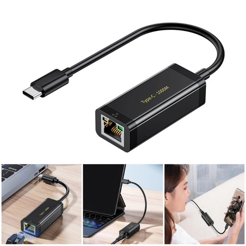 Adaptador USB C para Ethernet Gigabit RJ45 para tipo C Ethernet LAN Adaptador