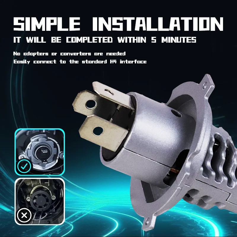 كارولين H4 H7 LED 12 فولت عدسة العارض عالية منخفضة شعاع سيارة ضوء لمبة صغيرة التوصيل اللعب 24 فولت