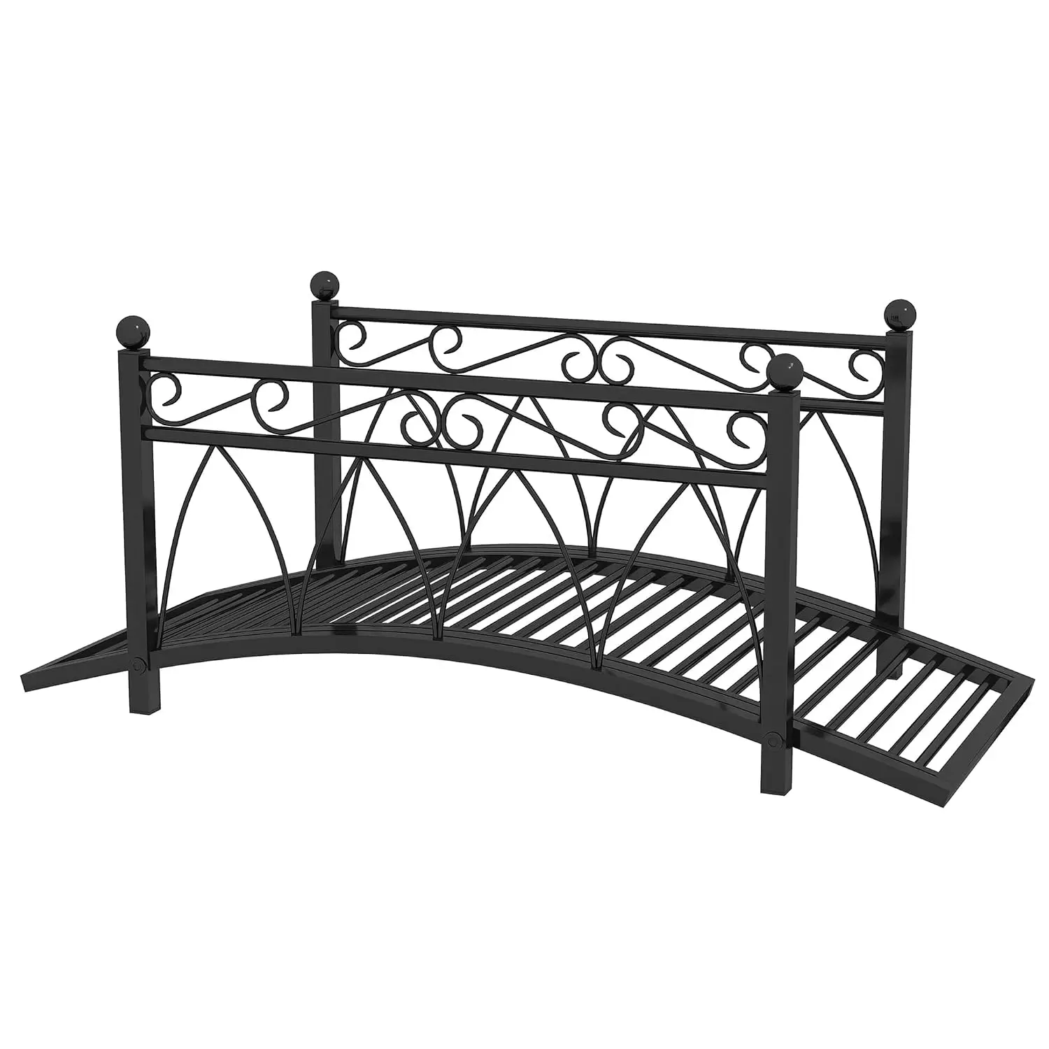 3.3' Metal Arch Zen Garden Bridge Decorative Footbridge, Black, Customized