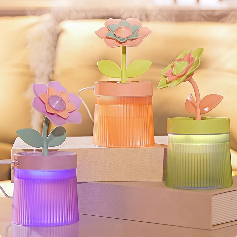 

ABHI Cute 3D Flower 260ML Air Humidifier Essential Oil Aroma Diffuser - 7 Colors Lights Type C Aromatherapy Machine Mist Maker