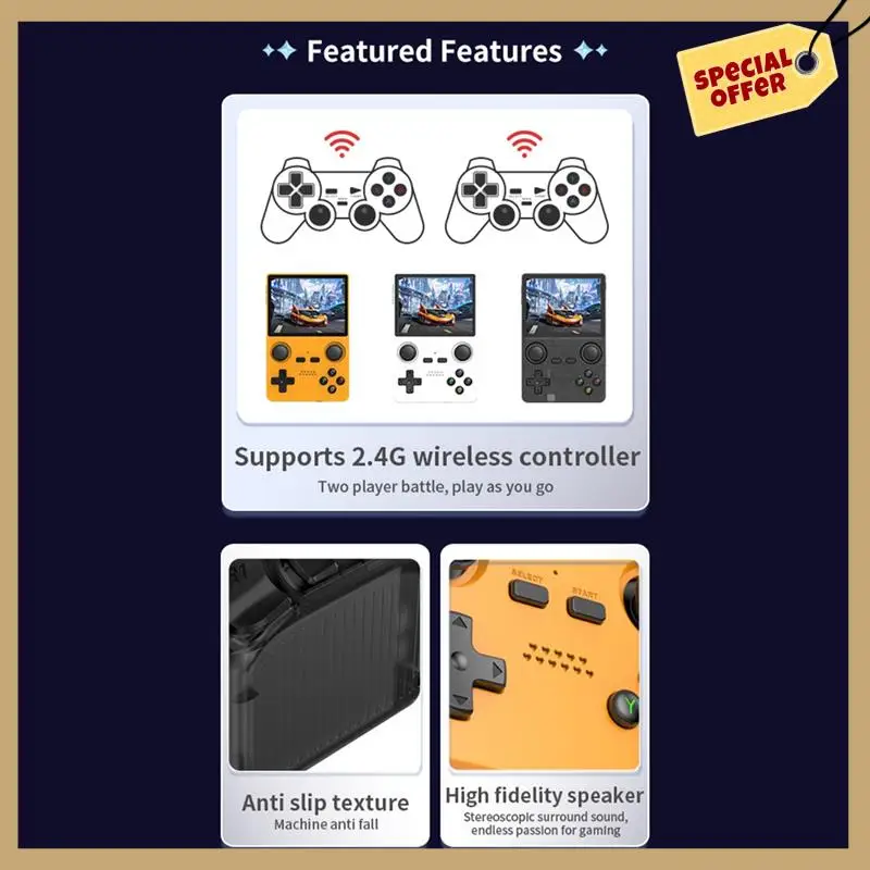 Consola de videojuegos portátil X35S, Joystick Hall de código abierto, controlador de juego Retro de 16G + 128G para emulador PSP/GBA/N64/MD B