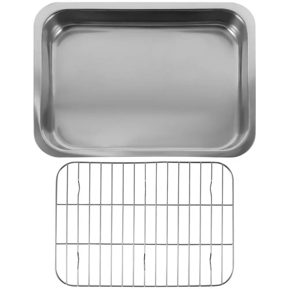 

1Set Stainless Steel Baking Tray with Rack Practical Ovenware Kitchen Oven Tray Baking Pan Set for Bbq Desserts