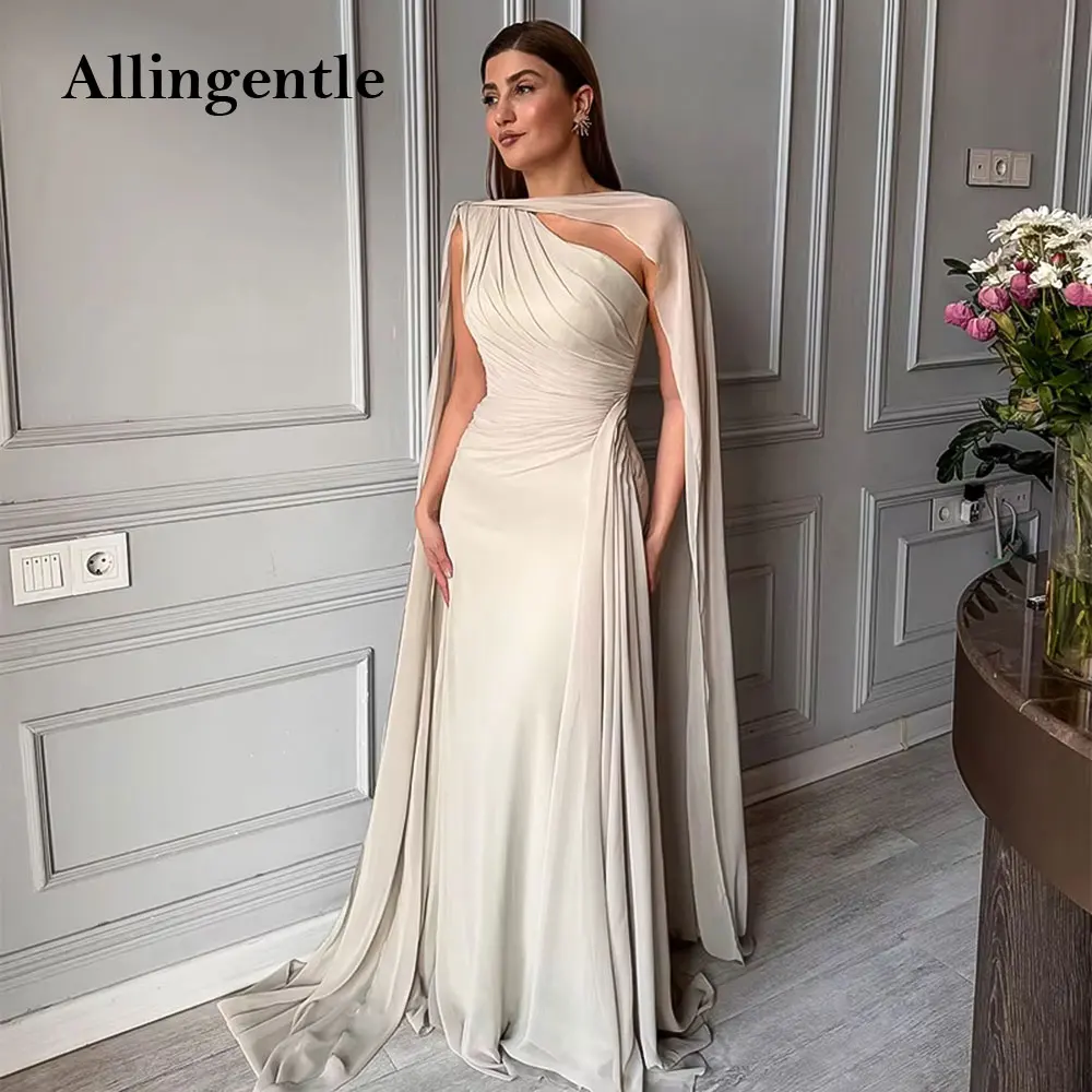 

Elegant Chiffon Women Evening Dress Sleeveless Long Mermaid Prom Dresses Luxury Sweep Train Special Occasion Gowns Customized