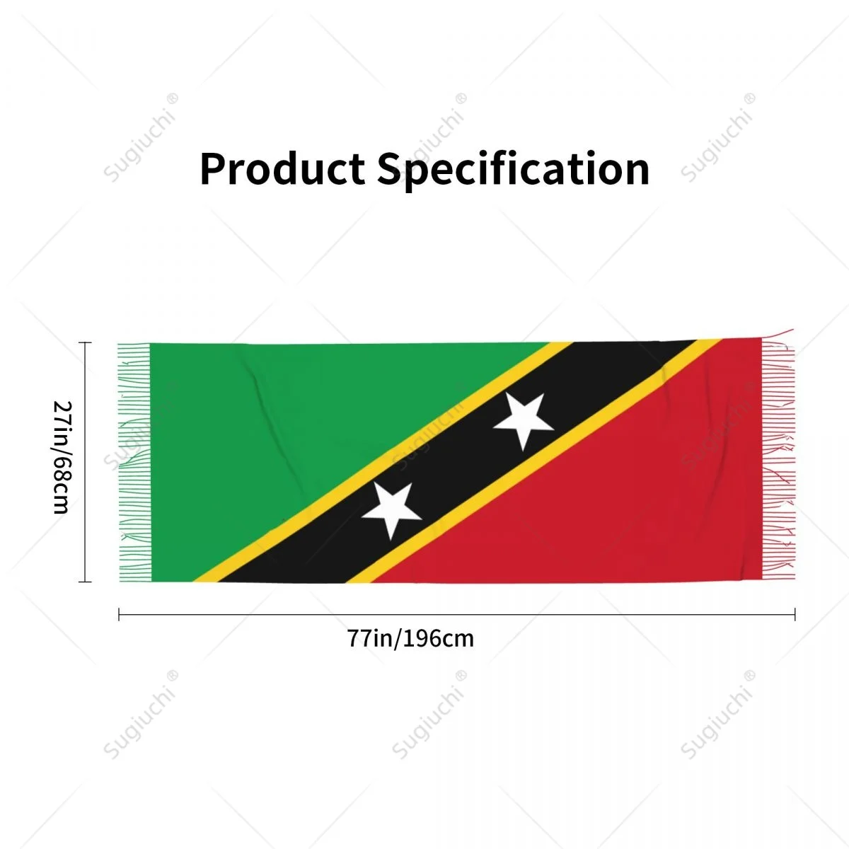 Saint Kitts En Nevis Vlag Sjaal Pashmina Warme Sjaals Omslagdoek Hijab Lente Winter Multifunctionele Unisex