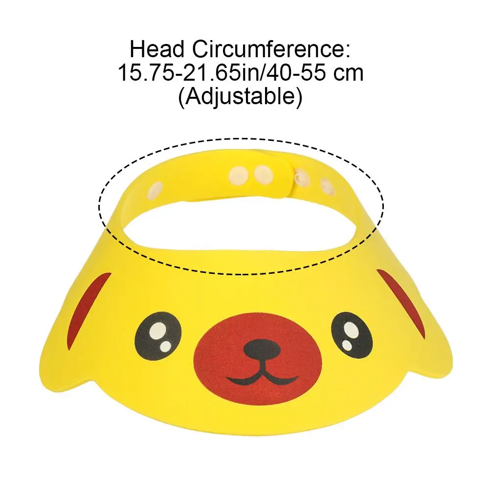 Gorro de ducha ajustable para bebé, gorro de champú de dibujos animados para niños pequeños, protección para el cabello, suministros de baño