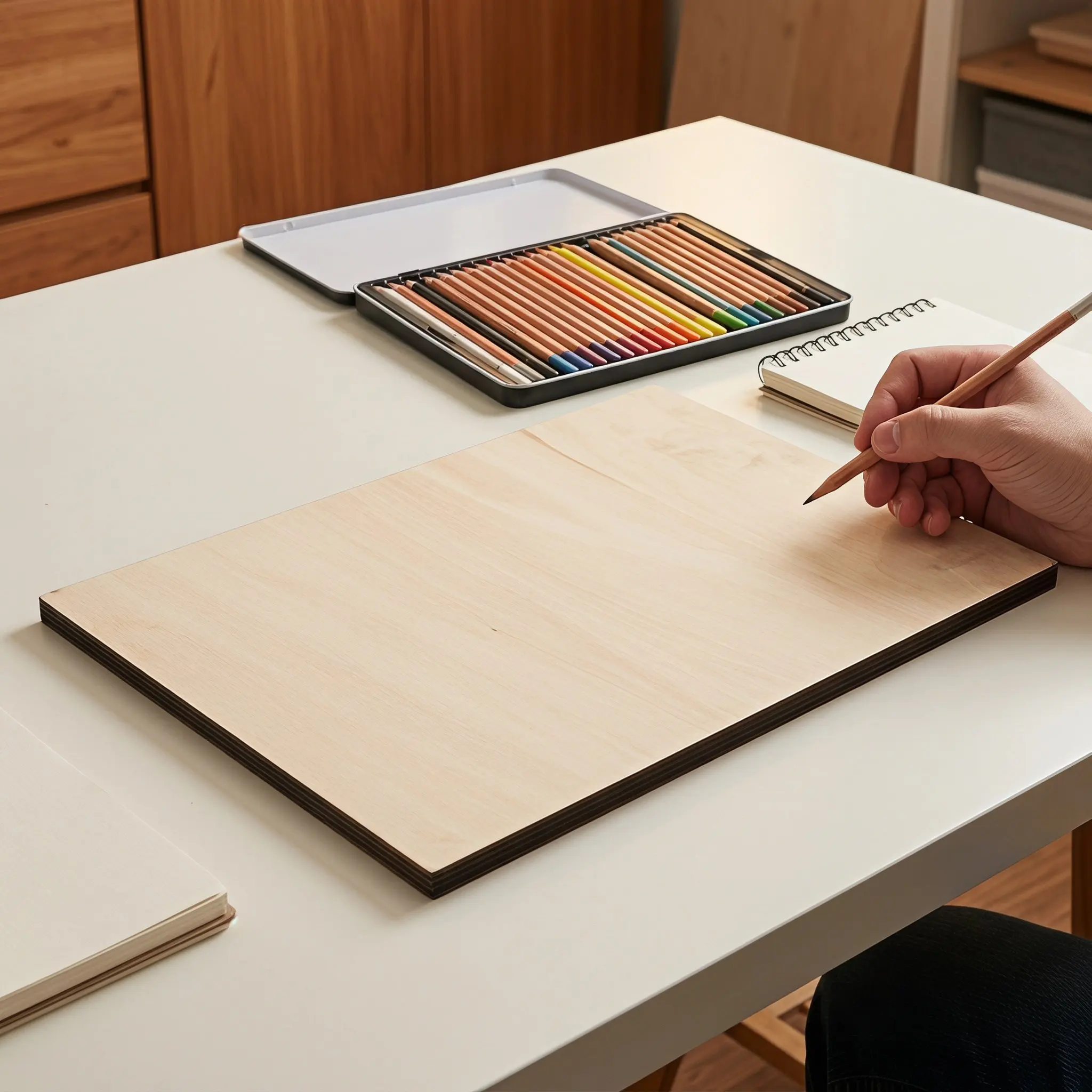 2Pcs Wooden Canvas Panels Unfinished Paintable Art Boards Linden Wood Blank Craft Sketching Board Studio Painting Surface