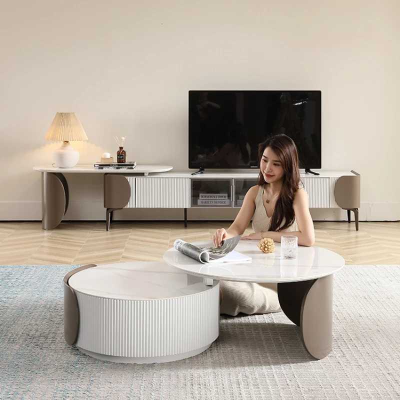 

Living Room Home Small Apartment Modern Simple Retractable Stone Plate
