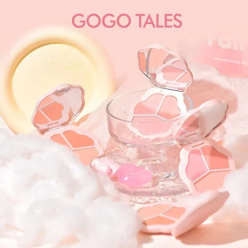 Gogotales Triple Blush Palette Gesichtsrouge Matt Natürlicher Wangentönung Aufhellen Konturieren Weiches weibliches Make-up Seltene Schönheitskosmetik