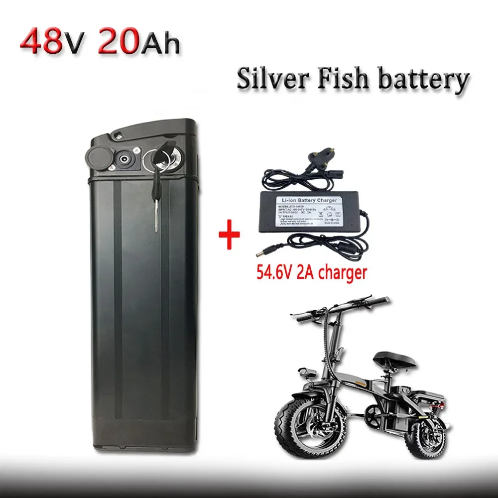 

48V 20Ah For Silver Fish Ebike 500W 750W 1000W 42V 15AH BMS 18650 Lithium Battery Pack with Charger