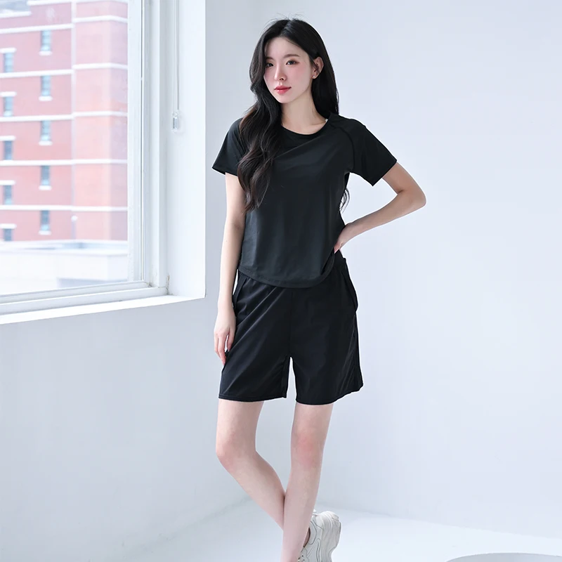2026 Summer New Women Yoga Fitness Set Slim Fit Sports Top Casual Shorts Workout Athletic Outfits For Ladies