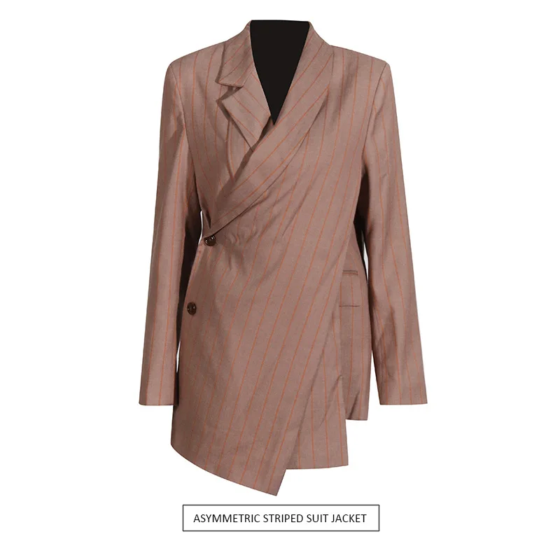 

Australian trendy design sense irregular suit 2025 new temperament stripes super good-looking blazer vrouwen summer luxe femme