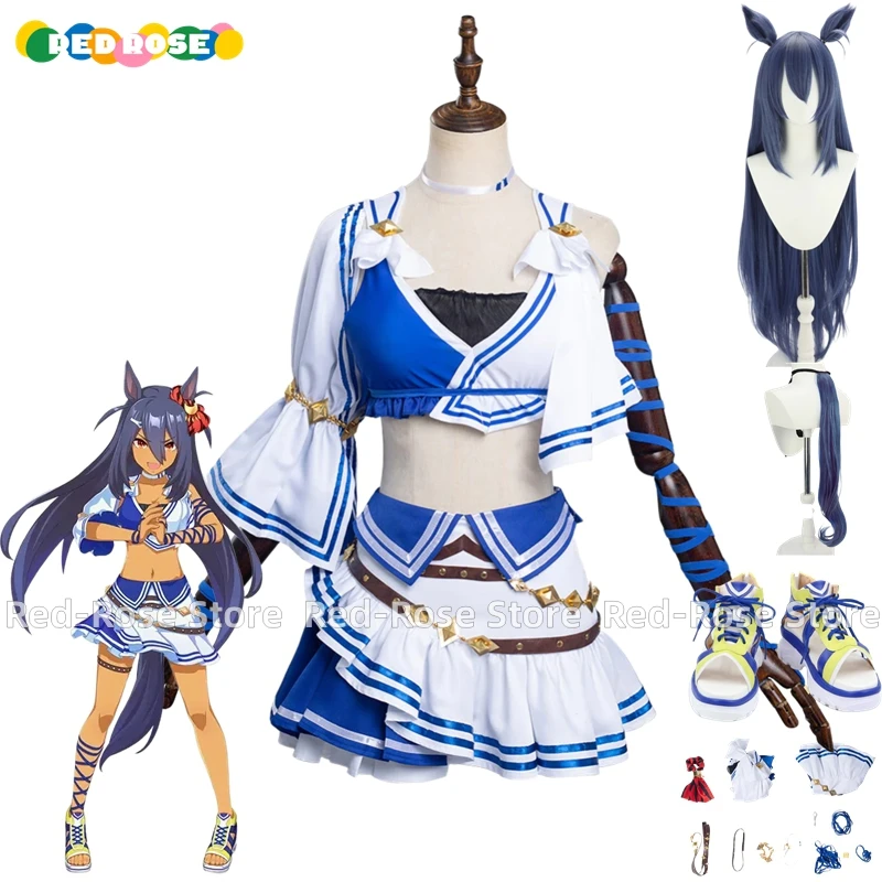 【Tamaño personalizado】Juego Umamusume: Pretty Derby Hishi Amazon Cosplay disfraz uniforme peluca zapatos cola orejas trajes de fiesta Halloween