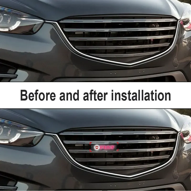 Car Front Grille Sticker Badge Car Head Grill Emblem LED Light For Fiat Aegea Panda Doblo Stilo Uno Palio Tipo Punto 500c Bravo view 6