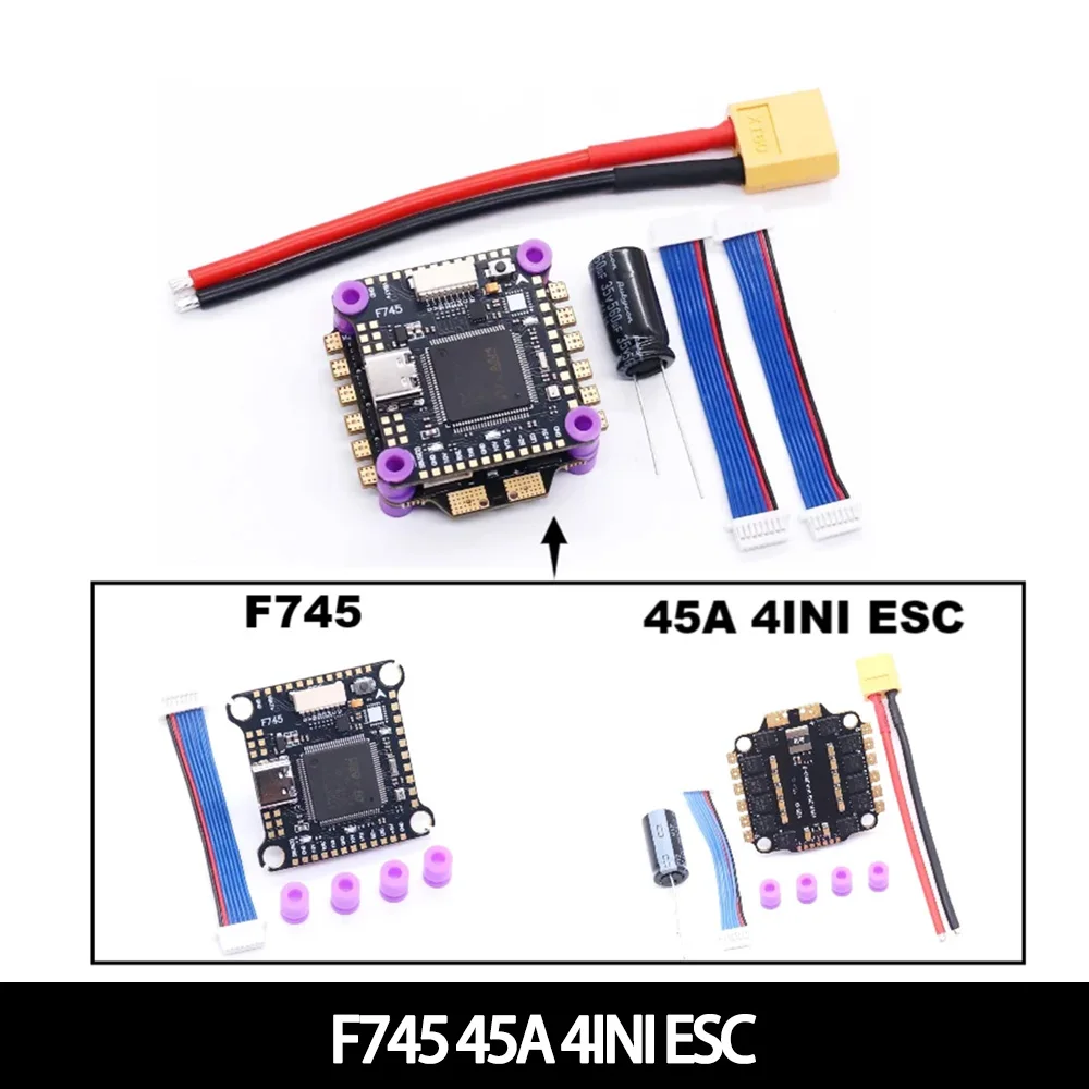 B-CUBE FPV Drone Flight Stack: F745 V2 FC with 45A/60A 4in1 ESC