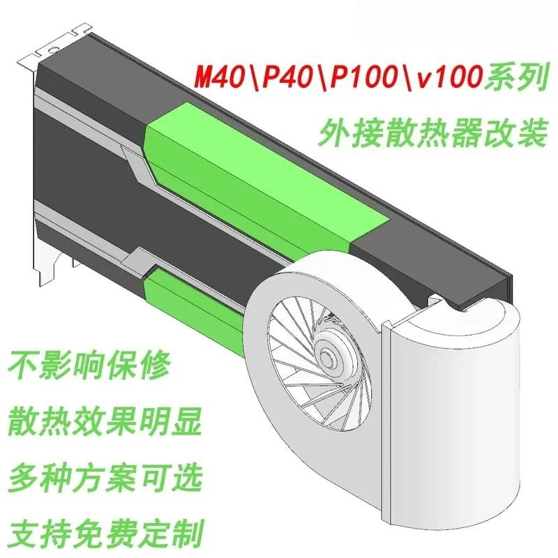 BOLRZO p40/m40/p100/v100 graphics card universal silent turbo fan radiator