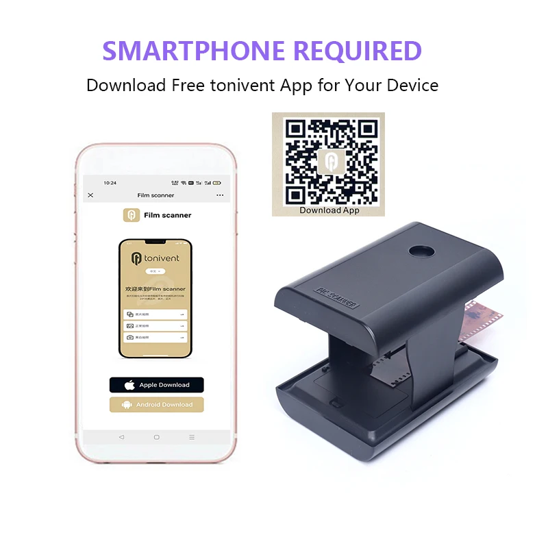 الماسح الضوئي للأفلام المحمول والماسح الضوئي المنزلق لـ 35 سلبية وشرائح تطبيق مجاني LED الخلفية الماسح الضوئي المبتكر القابل للطي