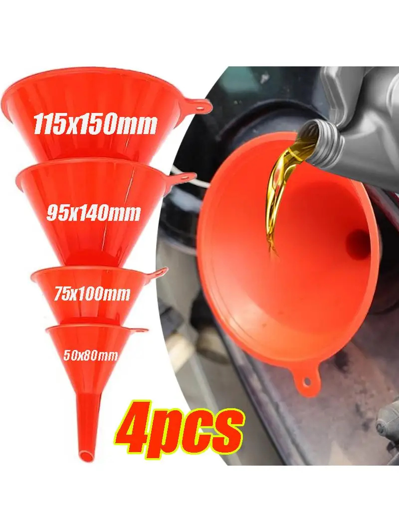 Entonnoir à tige de voiture, outil de remplissage d'huile et de carburant, entonnoir en plastique anti-éclaboussures, outils de ravitaillement de moto, accessoires automobiles, Jane, 4 pièces