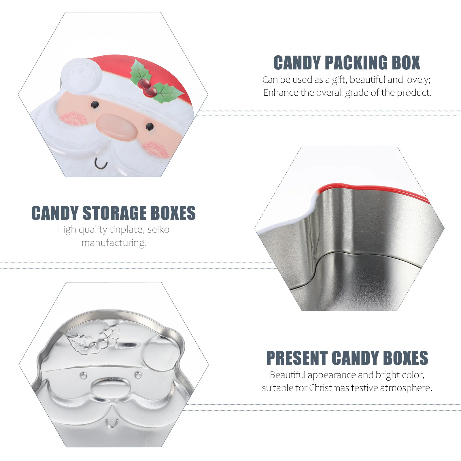 

1Pcs Christmas Candy Gift Box Creative Tinplate Storage Box for Cookies Chocolates Candy Holder Festive Party