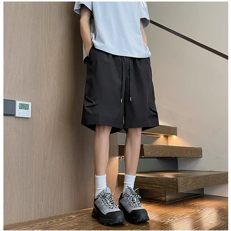 

Новинка 2023 года, мужские повседневные шорты с боковыми складками, быстросохнущие легкие шорты для бега длиной до колена, летняя мужская одежда больших размеров